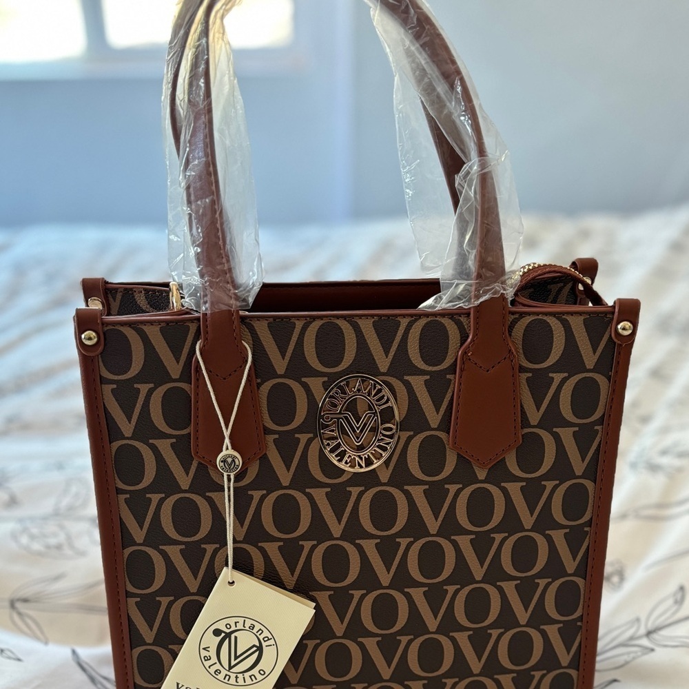 NWT Valentino Orlando Italy Design Monogram Small Tote‎ Shoulder Bag LOGO Strap